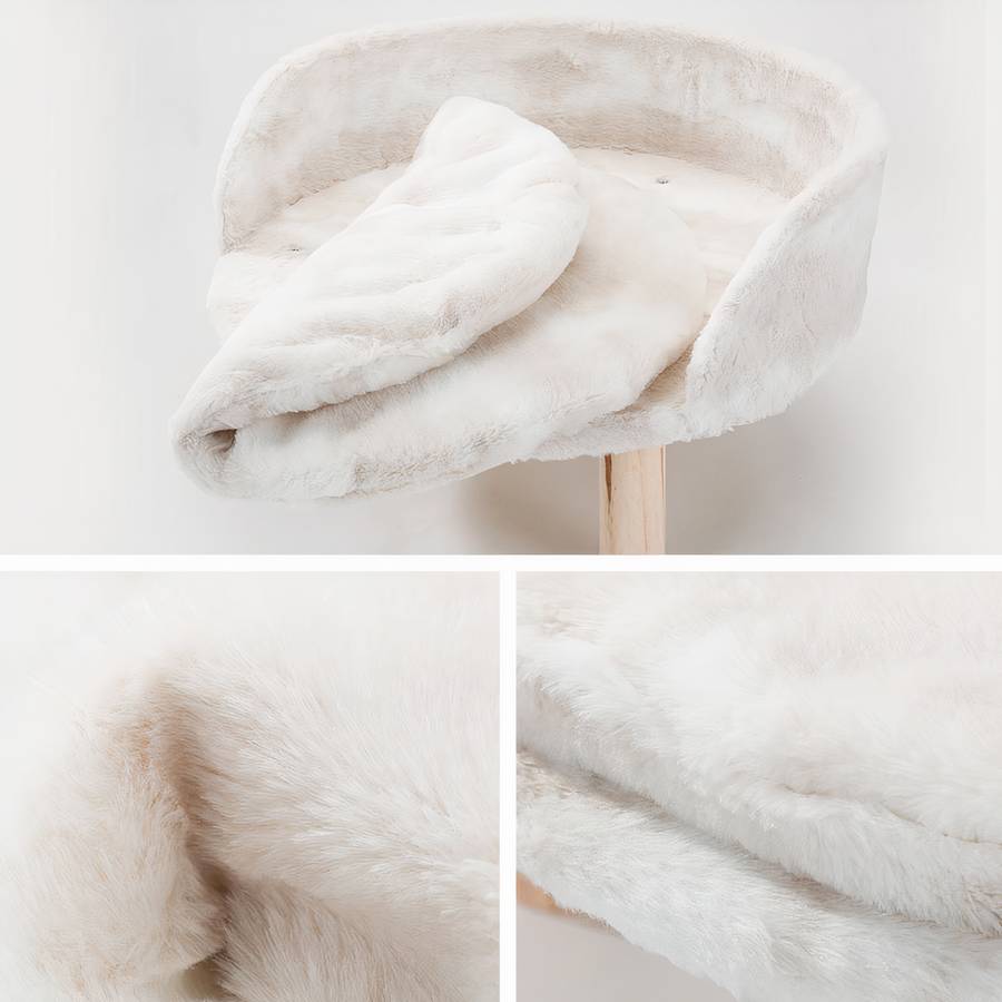 Canapé pour chien rond et blanc avec pieds en bois