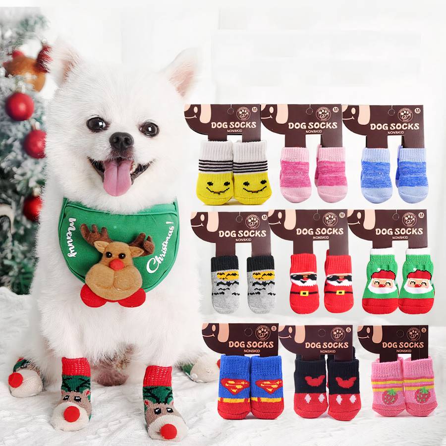 Chaussons en coton multicolores pour chiens