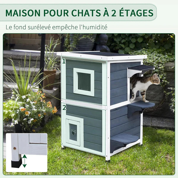 Maison d'Extérieur pour Chat Résistante aux Intempéries