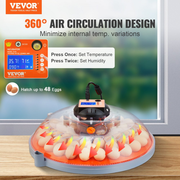Couveuse œuf automatique a couver retournement automatique - 48 œufs - contrôle température humidité