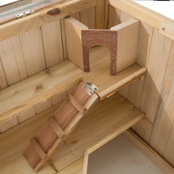 Cage pour rongeurs en bois toit grillagé ouvrant