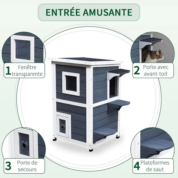 Maison d'Extérieur pour Chat Résistante aux Intempéries