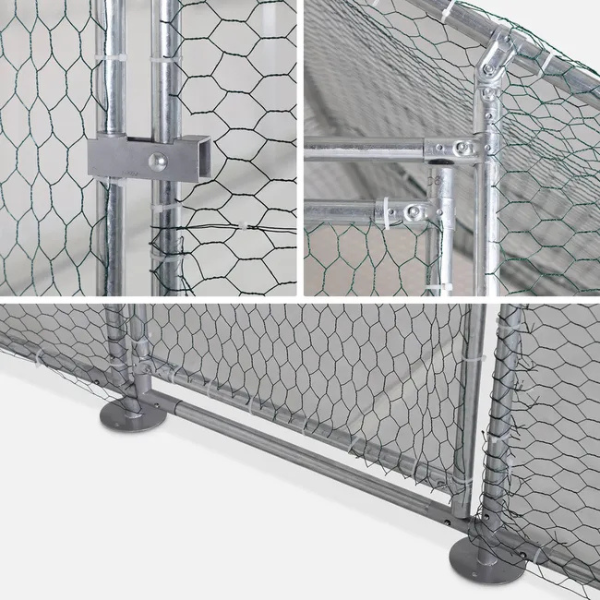 Enclos poulailler 12 m² parc grillagé 4x3 M acier galvanisé